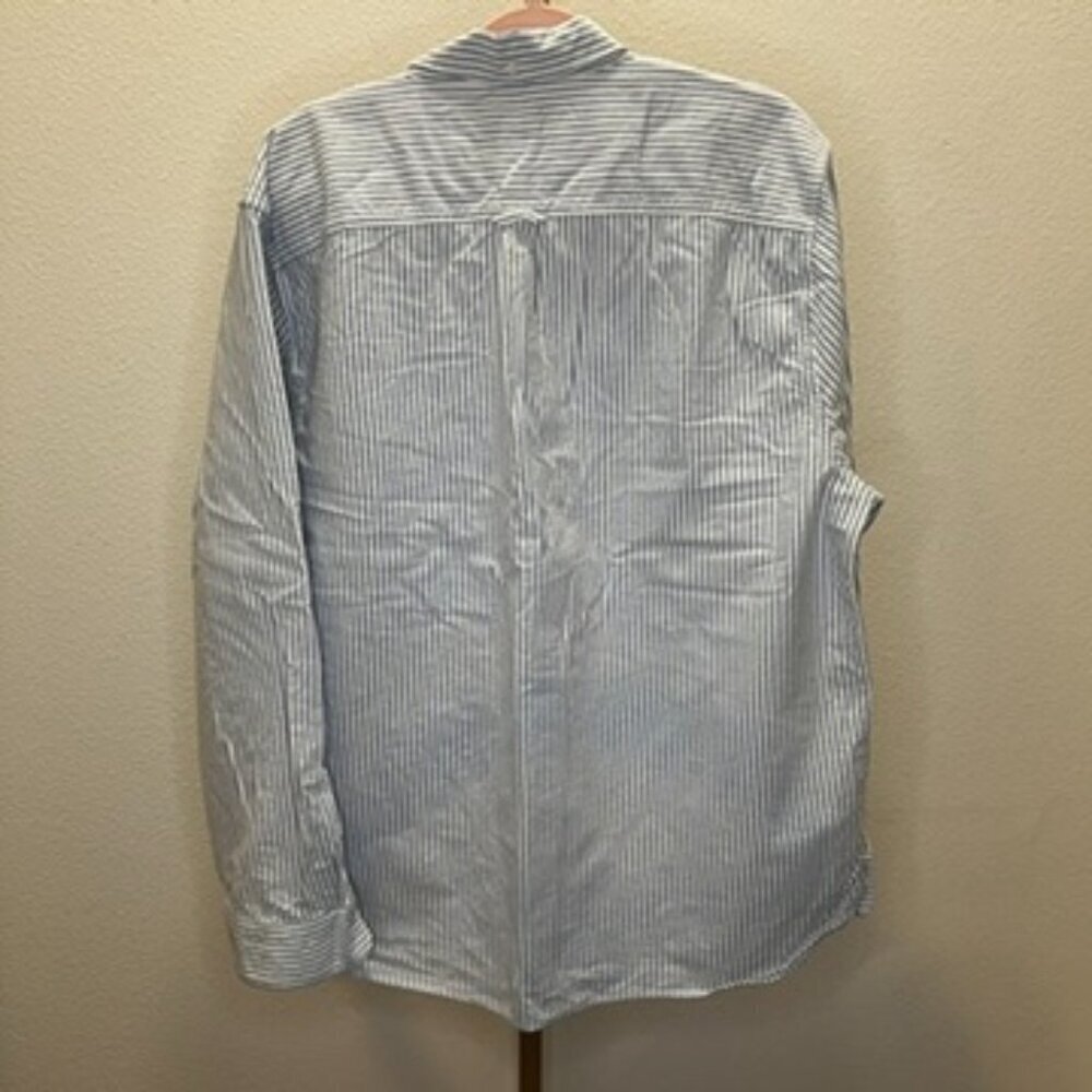Outerknown The Artist Oxford Long Sleeve Button Down Shirt - White/Blue Size XXL - Picture 8 of 8